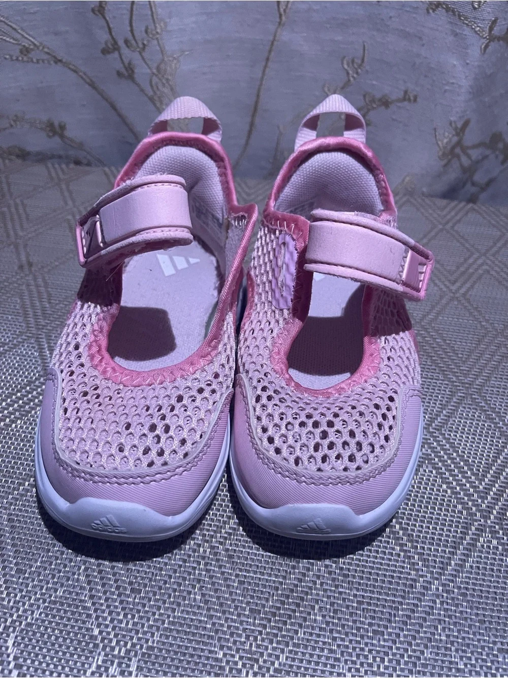 adidas Girls' Pink Mesh Water Shoes with Hook-and-Loop Strap